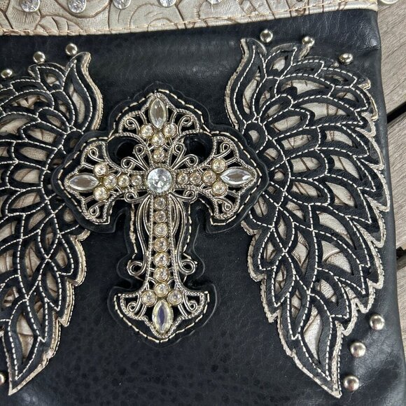 The Chic Bag Designer Crossbody Bag Embellished Angel Wings and Cross Small - Picture 7 of 8